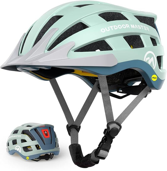 OutdoorMaster Gem II MIPS Bike Helmet with Light - Lightweight Cycling Helmet,Mountain Road Bicycle Helmet for Youth & Adult