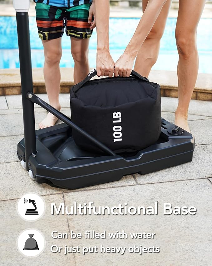 WIN.MAX Basketball Hoop Outdoor with Shatterproof Backboard and Larger Base, Portable Basketball Hoop Goal System Youth/Adults in Backyard/Driveway/Poolside