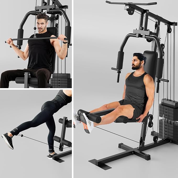 Multifunctional Full Body Workout Machine, Workout Station with 100 LBS Weight Stack, Home Gym Equipment