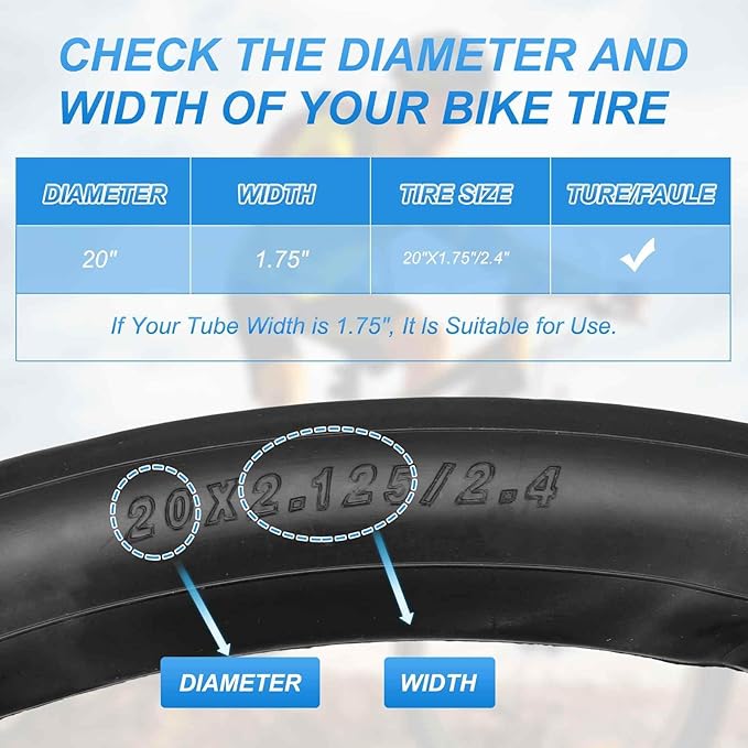 HARFINGTON Inner Tubes Width Rubber Bicycle Tubes with Standard Valve for MTB Mountain Dirt Bike