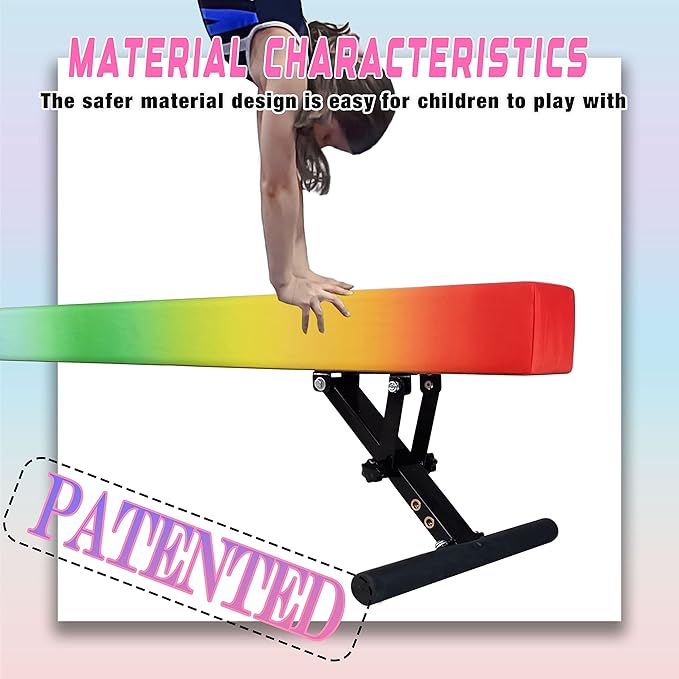 Adjustable Balance Beam Gymnastics Beam 8 FT Adjustable Height Beams for Kids, High and Low Floor Beams,Gymnastics Equipment for Kids Adults Training at Home and Gym Center