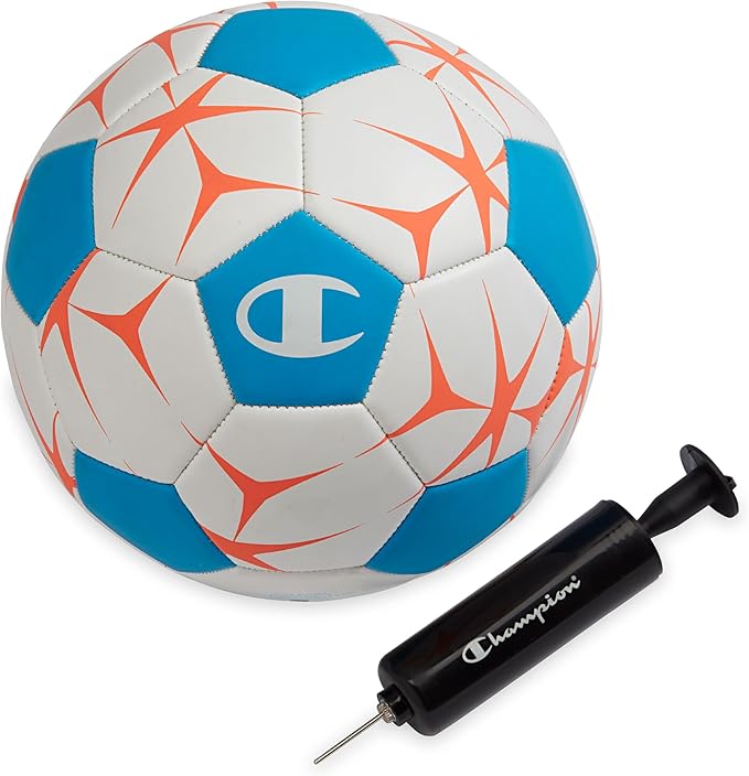 Champion Youth & Adult Soccer Ball - Paneled Design, Enhanced Control, Durable Cover & Butyl Bladder, for Indoor & Outdoor Training, Sizes 3, 4, 5, Includes 6" Pump
