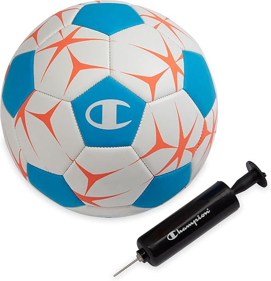 Champion Youth & Adult Soccer Ball - Paneled Design, Enhanced Control, Durable Cover & Butyl Bladder, for Indoor & Outdoor Training, Sizes 3, 4, 5, Includes 6" Pump
