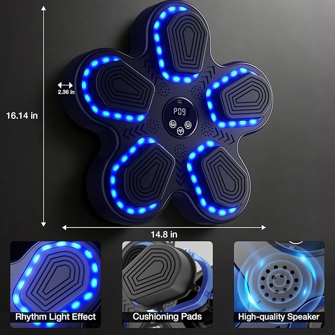 Music Boxing Machine, Bluetooth Punching Trainer with Boxing Gloves, Wall Mount Boxing Target Equipment for Adults Kids, Boxing Workout Equipment Pad for Home, Office, Gym, 10 Modes & 9 Speeds