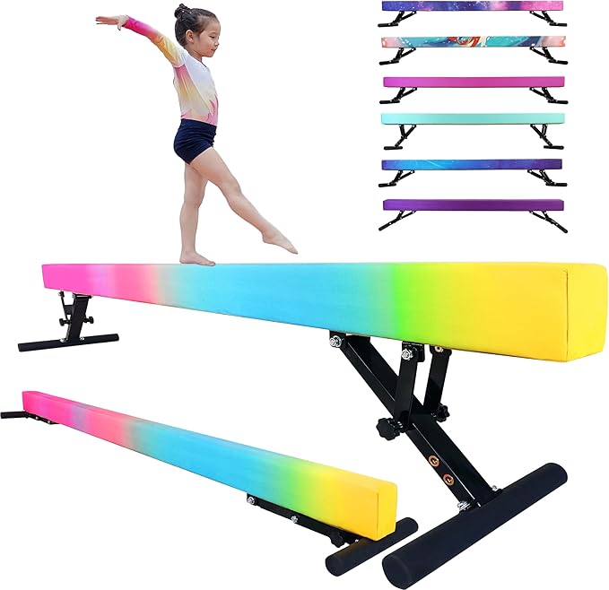 Adjustable Balance Beam Gymnastics Beam 8 FT Adjustable Height Beams for Kids, High and Low Floor Beams,Gymnastics Equipment for Kids Adults Training at Home and Gym Center