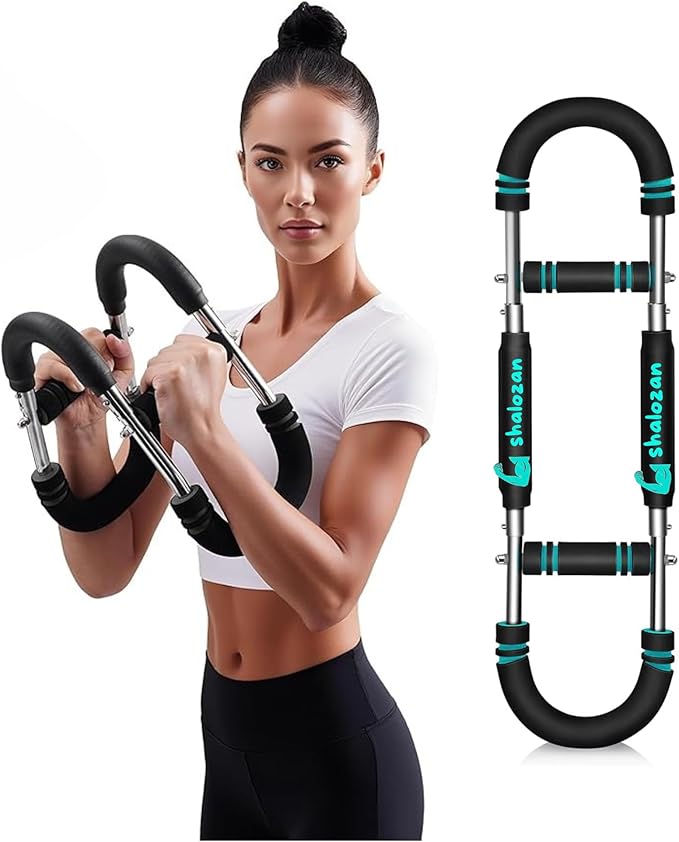 Twister Arm Trainer, Adjustable, Detachable, Portable, Chest Exerciser for Men & Women. Home Fitness Equipment for Enhancing Upper Body Muscle(60-90-110 lbs Tension, Black with Blue Stripes)