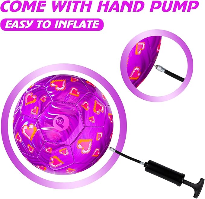 Soccer Ball Size 3, Size 4 - Kids Aged 3-5 6-8 8-12 Outdoors Sports Training Playing Ball Set with Pump Teens Girls Boys Back to School Gift