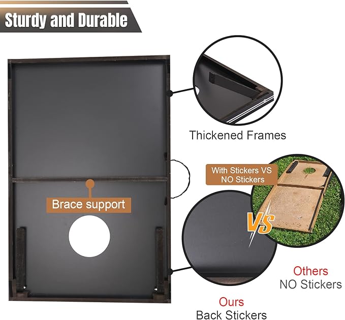 Cornhole Set 4x2 and 3X2 Regulation Size Corn Holes Sets with Carrying Bags & 8 Bean Bags Cornhole Boards Bean Toss Games for Adults Family Outdoor Beach Lawn Outside Backyard Games