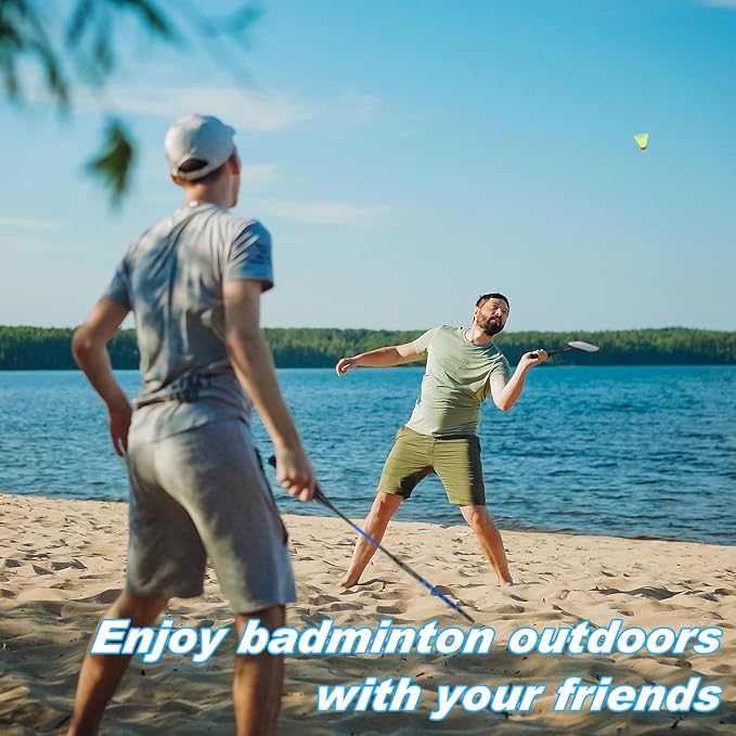 12 Pack Badminton Rackets Set Including Rackets, Nylon Shuttlecocks and Carry Bag for Outdoor Backyard Games Beginners