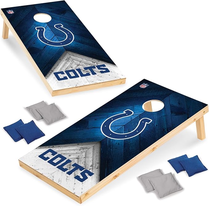 Wild Sports NFL Football 2' x 4' Regulation Size Solid Wood Cornhole Set with Direct Print HD Team Graphics Great Gift for Any Football Fan! Bean Bag Toss Family Outdoor Game