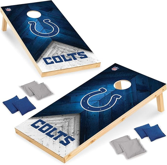 Wild Sports NFL Football 2' x 4' Regulation Size Solid Wood Cornhole Set with Direct Print HD Team Graphics Great Gift for Any Football Fan! Bean Bag Toss Family Outdoor Game