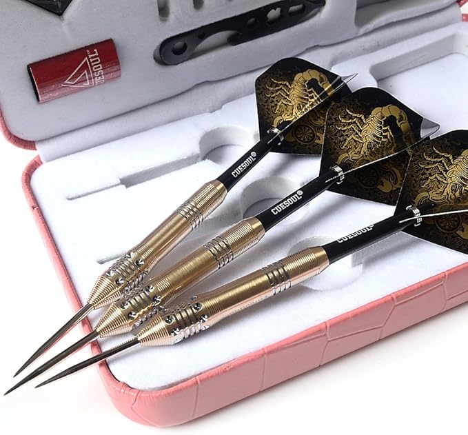 CUESOUL Steel Tip Darts Set 20/22/24 Grams with Deluxe PU Darts case-Black Scorpion Series