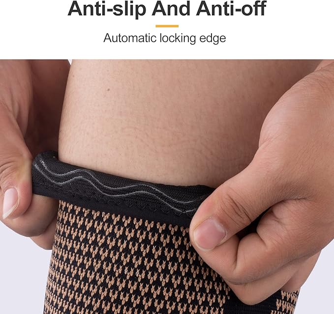 Knee Brace for Women and Men, Knee Compression Sleeve for Running, Workout, Hiking, and Fitness, Knee Brace for Arthritis Pain and Support (Pair, Black, Large)