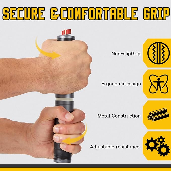 grip strength trainer, Adjustable Metal Design with Silicone Handle,Forearm strengthener Tool for Physical Therapy, Recovery（Red knob）