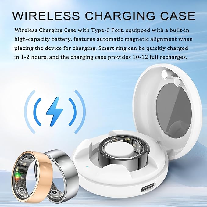 2025 Upgraded Smart Ring Health Tracker for Women Men, IP68 Waterproof Fitness Ring with Sleep Tracker/Step Tracker/Heart Rate/Blood Oxygen/Distance/Calories, No Subscription, Charging Case