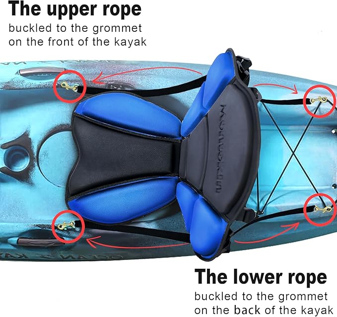 Thickened Kayak Seat with Back Support, Sit On Top Cushioned Canoe Backrest Molded Foam Seat for SUP Paddle Board Fishing Boat Long Trip