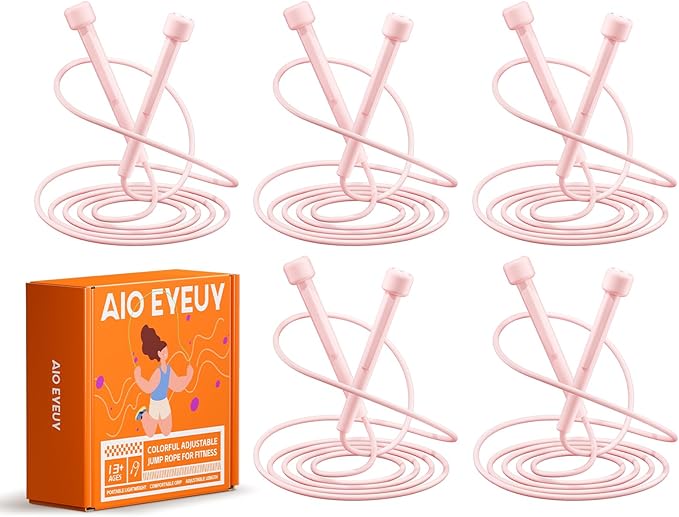 5 Pack Adjustable Jump Rope for Fitness and Exercise,Lightweight PVC Skipping Rope for Men,Women and Kids-Tangle-Free for Keeping Fit, Training, Workout