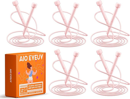 5 Pack Adjustable Jump Rope for Fitness and Exercise,Lightweight PVC Skipping Rope for Men,Women and Kids-Tangle-Free for Keeping Fit, Training, Workout
