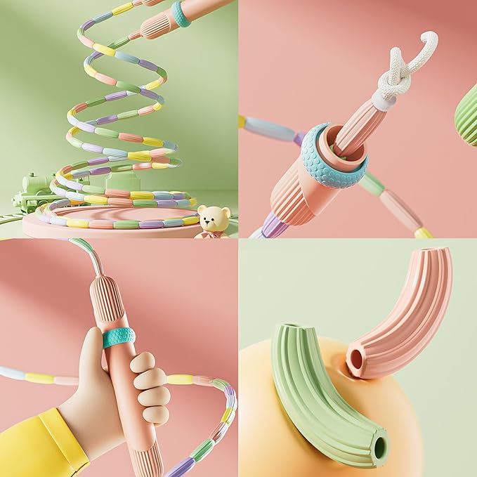 Beaded Jump Rope 1 Pack/2 Pack, ACEONE Segmented Skipping Rope for Kids Adults, Adjustable Tangle-Free Toddler Jumping Rope for Fitness Exercise Training