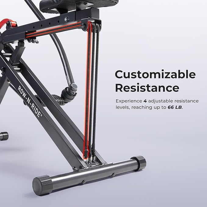Sunny Health & Fitness Compact Full-Motion Rowing Machine w/Adjustable Resistance, Low-Impact Full-Body Workout Rower w/Long Slide Rail, Space-Saving Design, Optional Free SunnyFit App Connection