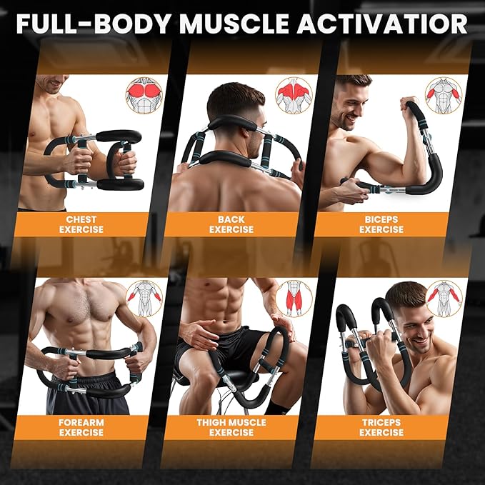 Twister Arm Trainer, 40-100lb Adjustable Chest Workout Equipment, Portable Chest Trainer for Men, Detachable Resistance Power Twister Bar for Home/Travel