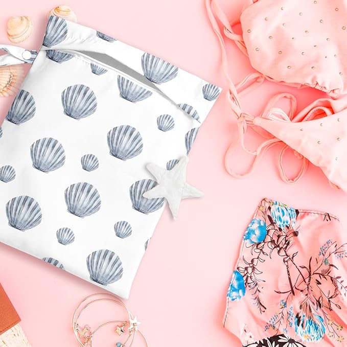 Wet Bag, Wet Dry Bag, Wet Bag for Swimsuit, Travel, Beach, Pool, Diapers, Dirty Yoga Gym Clothes, Makeup Bag, Waterproof Reusable Beach Bag Ocean Decor Starfish Sea Horse Anchor