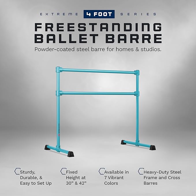 VITA Barre Portable Freestanding Double Ballet Barre, Extreme, Steel | Fixed Height, Made in USA, Home or Gym Exercise Equipment for Kids & Adults | Dance, Fitness, Pilates