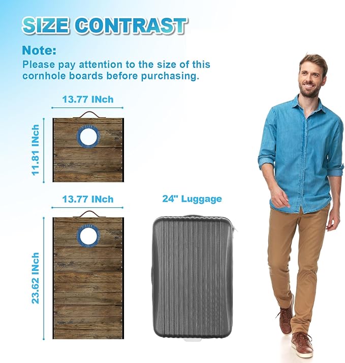 Portable Cornhole Board Set 2 ft x 1 ft Cornhole Set with 6 Bean Bags Foldable Cornhole Game for Kids and Adult Indoor or Outdoor Backyard Corn Hole Toss Games