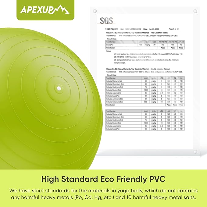 APEXUP Yoga & Pilates Ball - Anti Slip Heavy Duty Gym Ball for Fitness, Balance & Core Workout