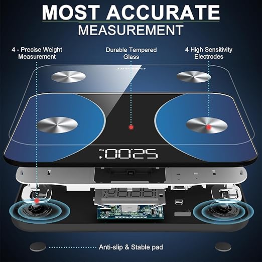 INSMART Smart Scale for Body Weight, Digital Bathroom Scale with BMI, Muscle Mass, Bluetooth Body Fat Scale,17 Body Composition Analyzer with Smart APP Sync Weight Scale, 400 lbs- Blue