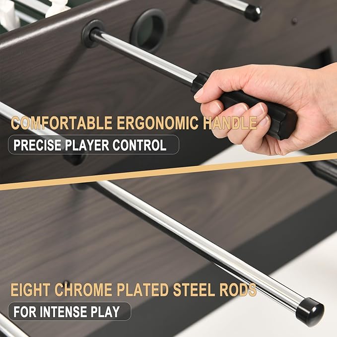 RAYKEE Foosball Table, 54" Soccer Games Table Competition Sized Wooden Table Soccer w/ 2 Balls for Adult Kids Youth Home, Game Room, Office, Party