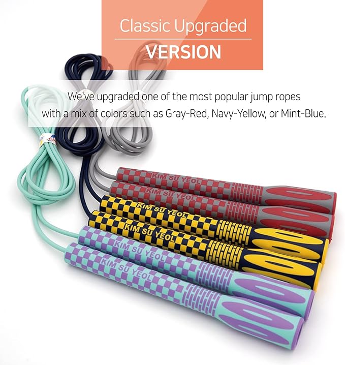 Skipping Jump Rope for Fitness Workout - Light Weight, Adjustable, Tangle Free, Excellent line control for Cardio Boxing, CrossFit, Training Exercise All Ages and Gender ( Special Luxury, KA-220, Made in Korea)