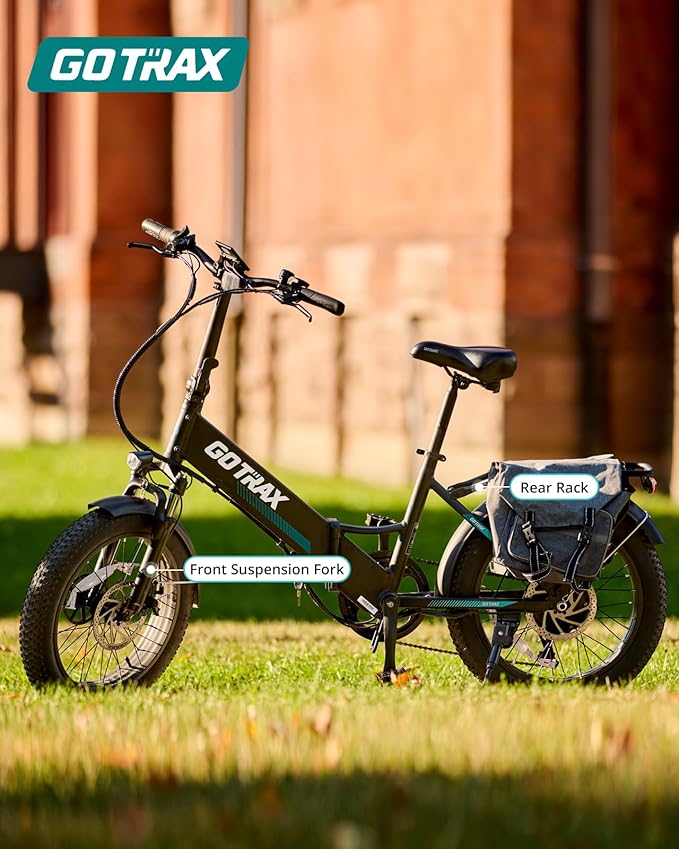 Gotrax 20" Folding Electric Bike with 55 Miles (Pedal-assist1) by 48V Battery, 20Mph Power by 500W, Smart LCD Display and 5 Pedal-Assist Levels, 7-Speed&Front Shock Absorber for Off-Road Bicycle