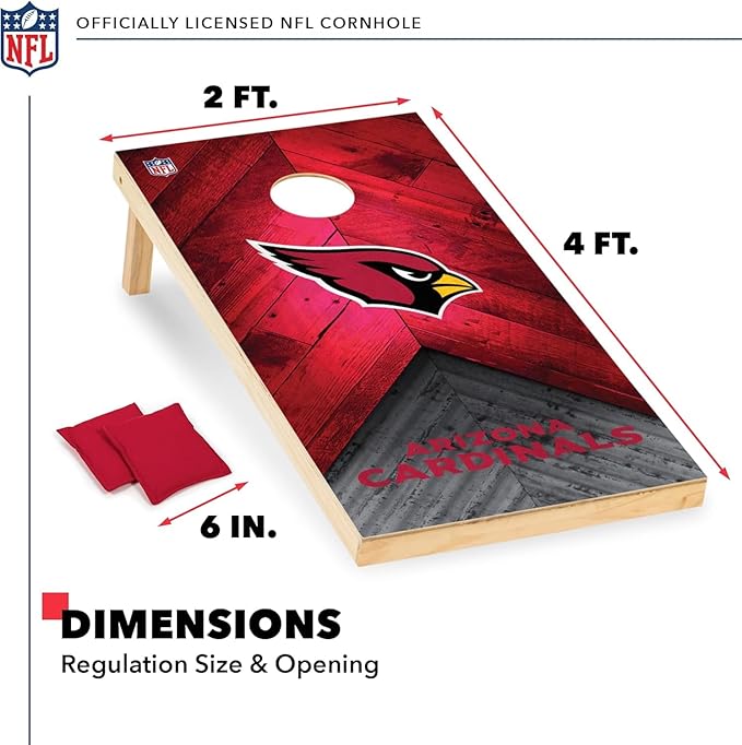 Wild Sports NFL Football 2' x 4' Regulation Size Solid Wood Cornhole Set with Direct Print HD Team Graphics Great Gift for Any Football Fan! Bean Bag Toss Family Outdoor Game