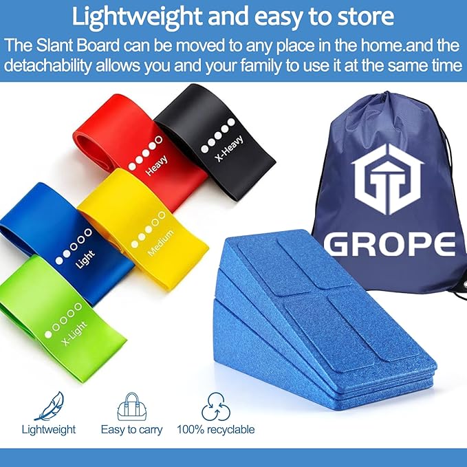 Slant Board Squat Wedge for Calf Stretching，3 Pcs 12" x 6.3" Foot Stretcher Balance Board for Plantar Fasciitis, Adjustable Foam Slant Board Wedge Great for Exercises
