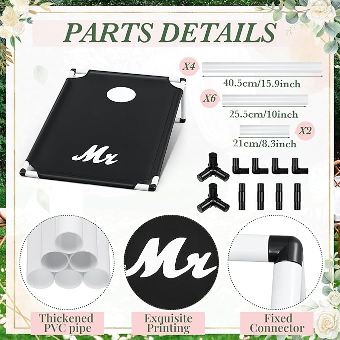Wedding Portable Cornhole Games Set, PVC Framed Corn Holes Kit-2 Cornhole Boards, 8 Corn Hole Bean Bags and Carrying Case for Wedding Game Beach Yard Toss Indoor Outdoor Camping Party (3x2ft)