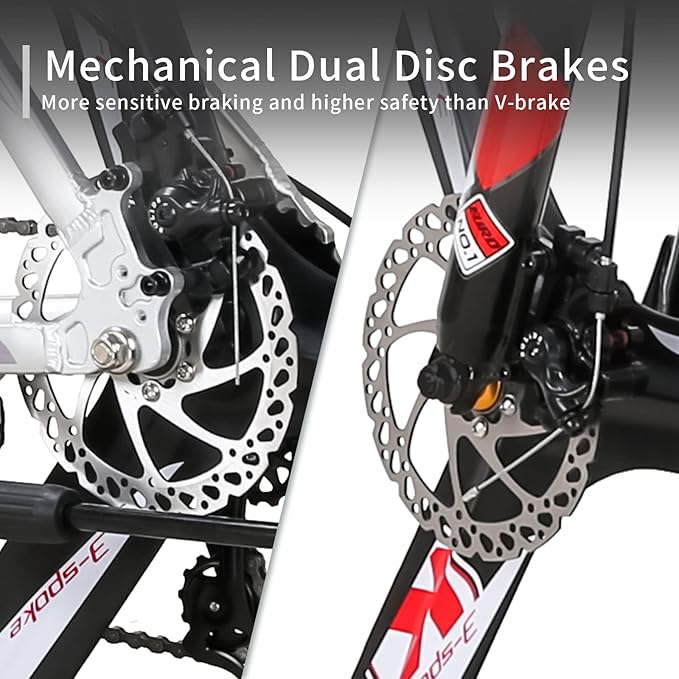 EUROBIKE 29” /27.5" Mountain Bike，29" Men Mountain Bike, Lightweight Aluminum Frame,Front Suspension Daul Disc Brakes 21 Speed Bicycles for Mens Bikes Mountain Bike for Adults