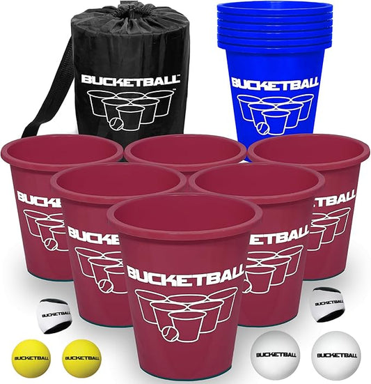 BucketBall | Team Color Edition | Combo Pack (Maroon/Navy Blue): Original Yard Pong Game: Best Camping, Beach, Lawn, Outdoor, Family, Adult, Tailgate, Jumbo, Giant Game