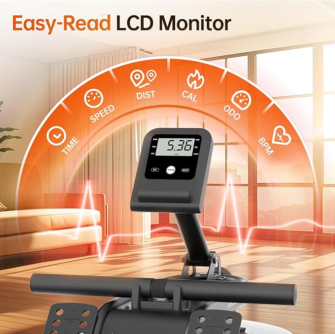 YAMO Water Rowing Machine for Home, Row Machine with 330LB Weight Capacity, Support Bluetooth & Compatible with Apps, Water Row Machine with Comfortable Seat and Tablet Holder