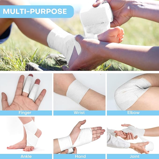 48 Pack 2” x 5 Yards Self Adhesive Bandage Wrap, Elastic Breathable Cohesive Bandage Wrap Athletic Stretch Tape for Wrist Ankle Sports (White)