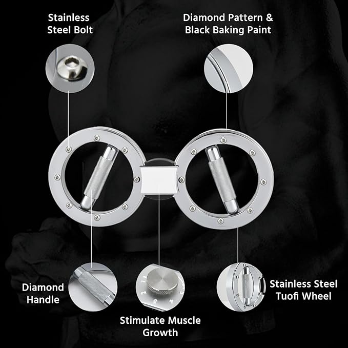 EILISON Rotating Burn Machine 12 LB, Rotating Arm Machine 360 Degree Rotating Grips, Multifunctional Spinning Burn Rotator Machine for Forearm Trainer, Boxing, Workouts (Silver)