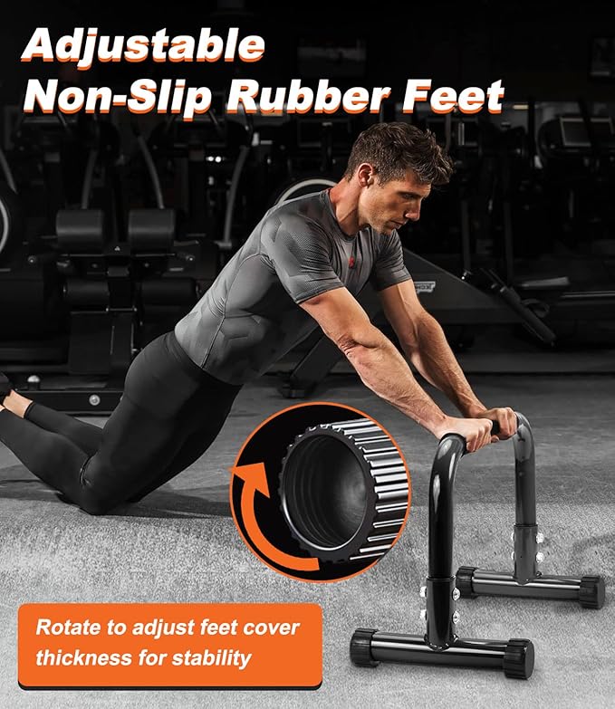 Push Up Bar, 12 Inch High Non-Slip Parallettes Bars & Dip Bars With Foam Handles, Heavy-Duty No Wobbling Calisthenics Equipment For Handstand, L-Sit, Gymnastics, Strength Training Home Gym Use