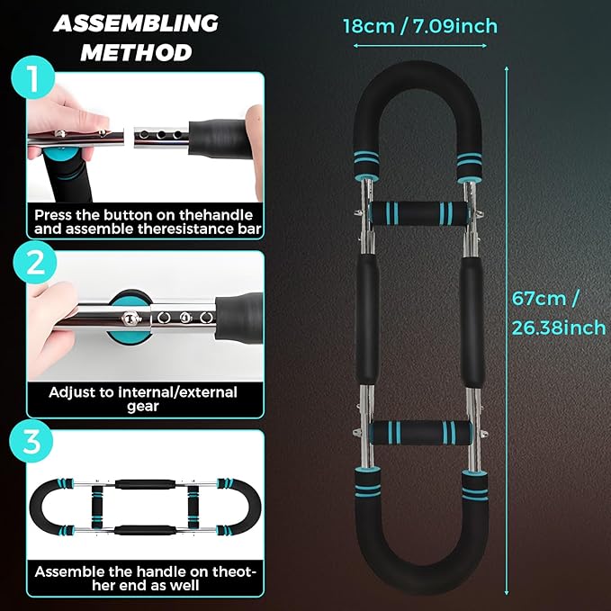 Twister Arm Trainer for Men & Women, 66-110lb Adjustable Chest Workout Equipment for Arms, Chest Muscle Trainer , Detachable Muscle Trainer for Home Gym with Resistance Band