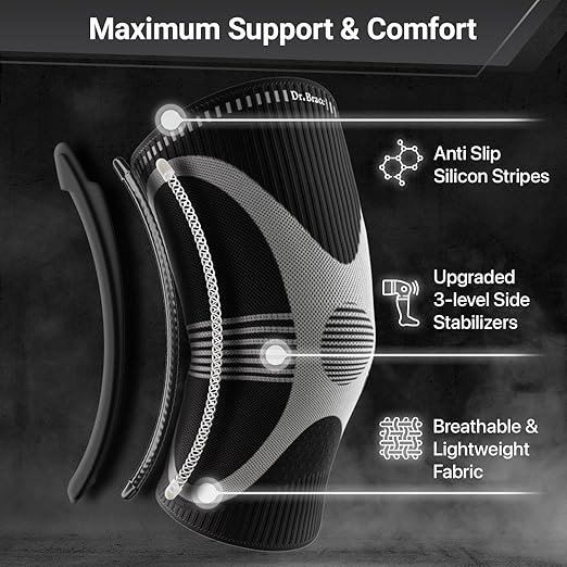 DR. BRACE ELITE Knee Brace with Size Stabilizer (2 Pack) Knee Brace for Women & Men, Workout, Sports, Daily Knee Compression Sleeve for Maximum Knee Pain Support & Fast Recovery (Mercury, X-Large) 2