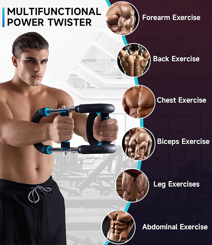 Twister Arm Trainer, Adjustable Power U Shaped Arm Trainer Bar for Men, 60-100lb Chest Exerciser for Women, Snaker Portable Spring Resistance for Home Workout Machine Equipment