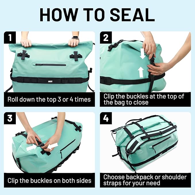 MIER Large Waterproof Duffel Bag Rolltop Dry Backpack Duffle Bags for Kayaking, Rafting, Boating, Swimming, Camping, Travel, Gym, Beach, 60L/80L