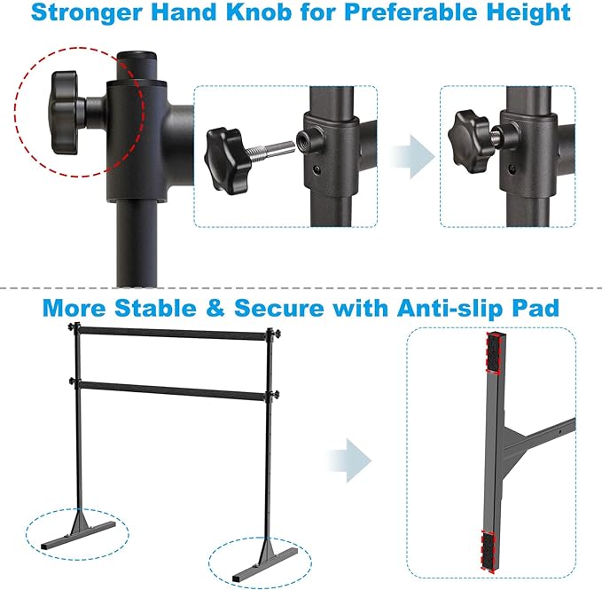 4FT/5FT/6FT Height Adjustable Freestanding Ballet Barre with Fabric Sleeve Portable Double Ballet Bar 350 lbs Capacity Heavy Duty Dance Barre for Home Workout, Stretch