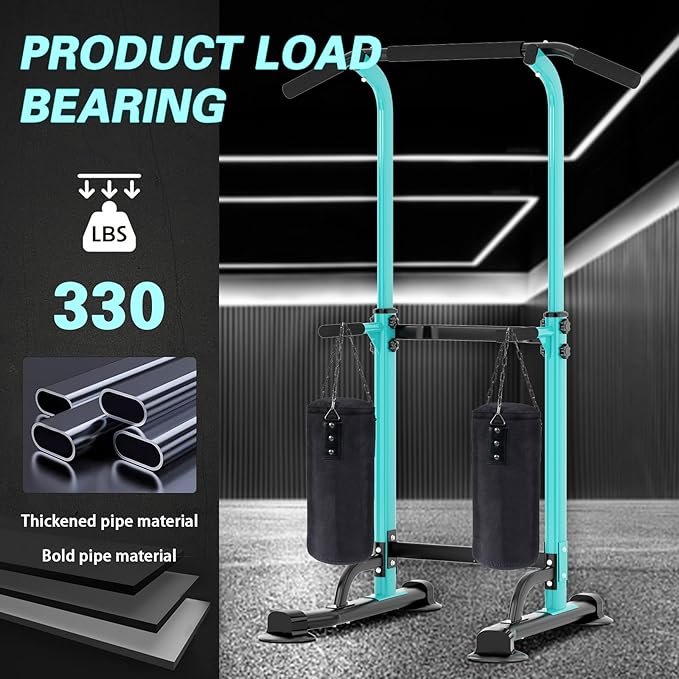 soges Power Tower Pull Up Bar Station, Free Standing Pull Up Rack Dip Station for Home Gym, Height Adjustable Home Strength Training Fitness Workout Equipment