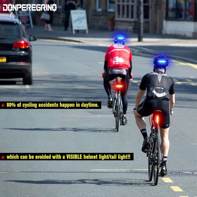 Bike Tail Light Powerful 110 Lumens - Bicycle Light 5 Modes Red/Blue, Waterproof IP64, Rechargeable USB-C, Quick Release Brackets for Saddle & Seatpost, DON PEREGRINO B2 Rear Bike Light