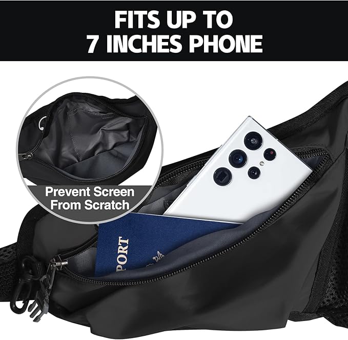 PYFK Running Belt Hydration Waist Pack with Water Bottle Holder for Men Women Waist Pouch Fanny Bag Reflective